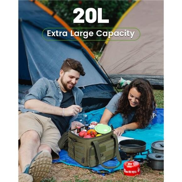 Tactical Lunch Bag,20L Large Heavy Duty DoubleDeck Insulated Lunch Box Leakproof - Picture 2 of 8